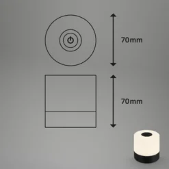 Lámpara de mesa LED recargable Smal, negra, 2.700K, atenuable