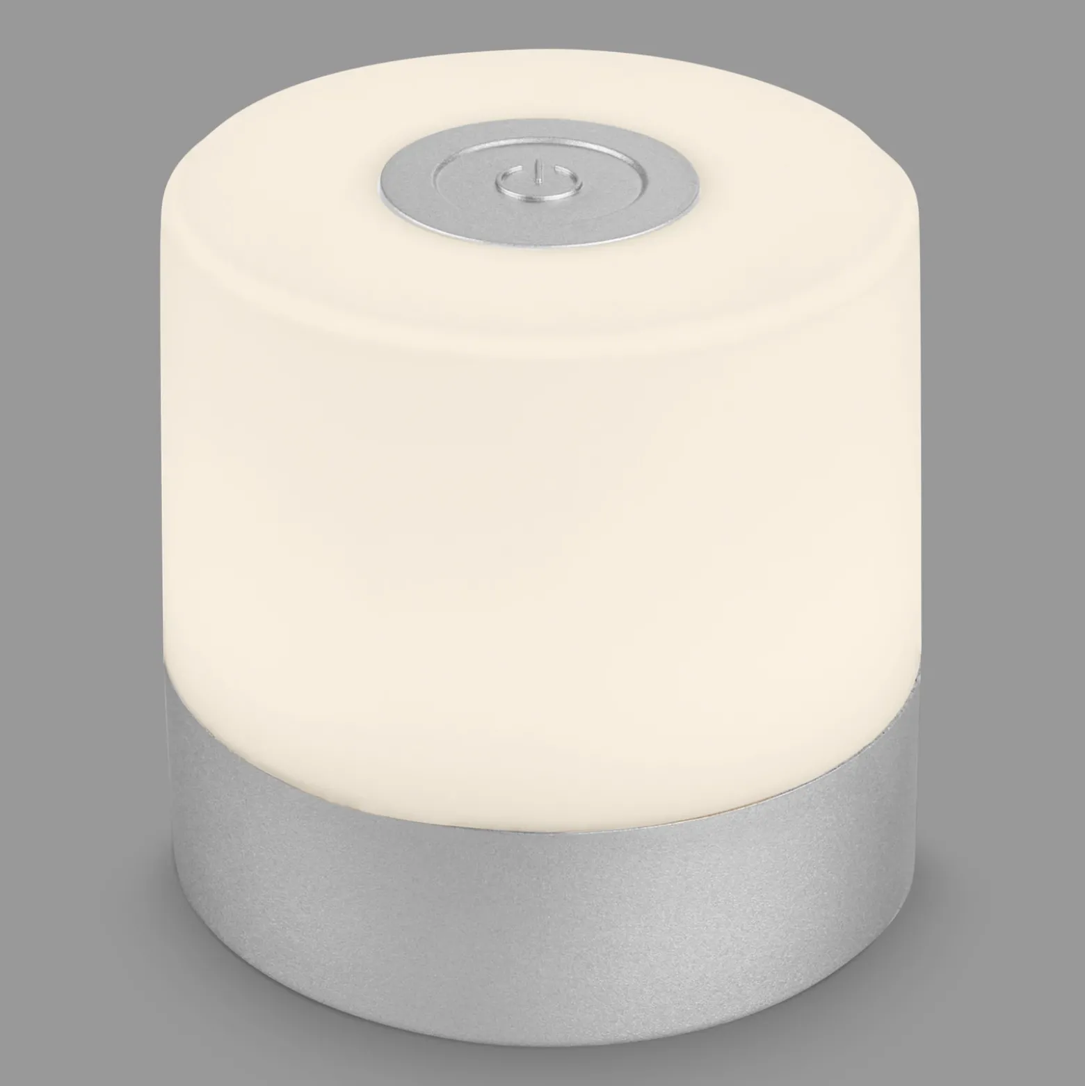 Lámpara de mesa LED recargable Smal, color cromo, 2.700K, atenuable