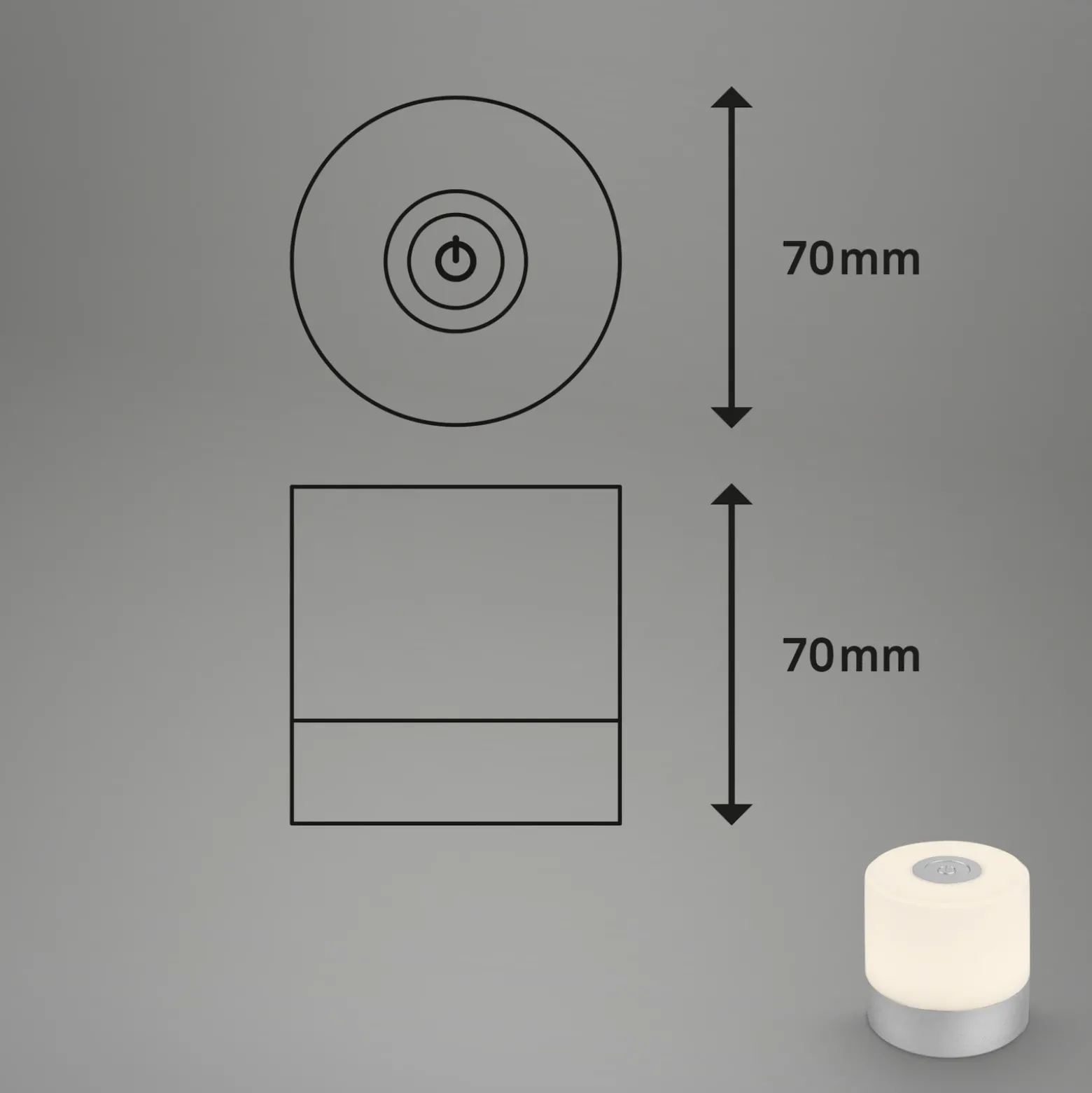 Lámpara de mesa LED recargable Smal, color cromo, 2.700K, atenuable