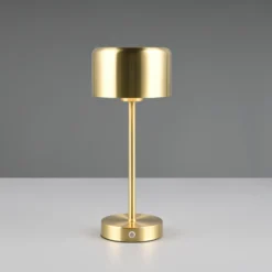Lámpara de mesa LED recargable Jeff, latón mate, altura 30 cm, metal