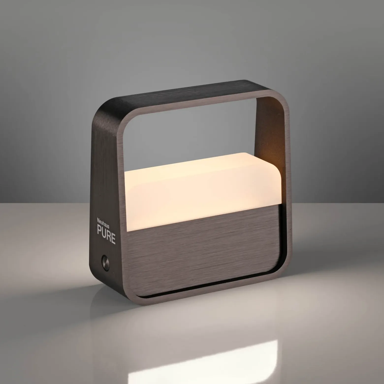 lámpara de mesa LED recargable PURE Go, marrón metalizado oscuro, aluminio