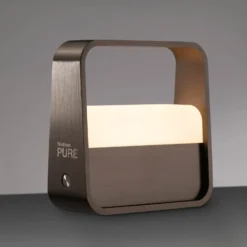 lámpara de mesa LED recargable PURE Go, marrón metalizado oscuro, aluminio