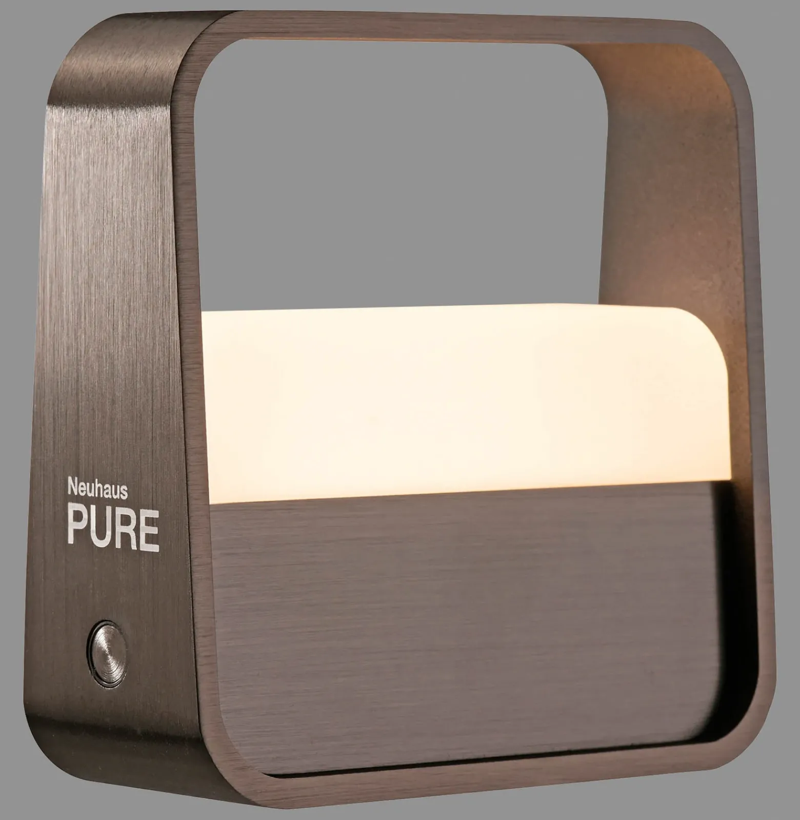 lámpara de mesa LED recargable PURE Go, marrón metalizado oscuro, aluminio