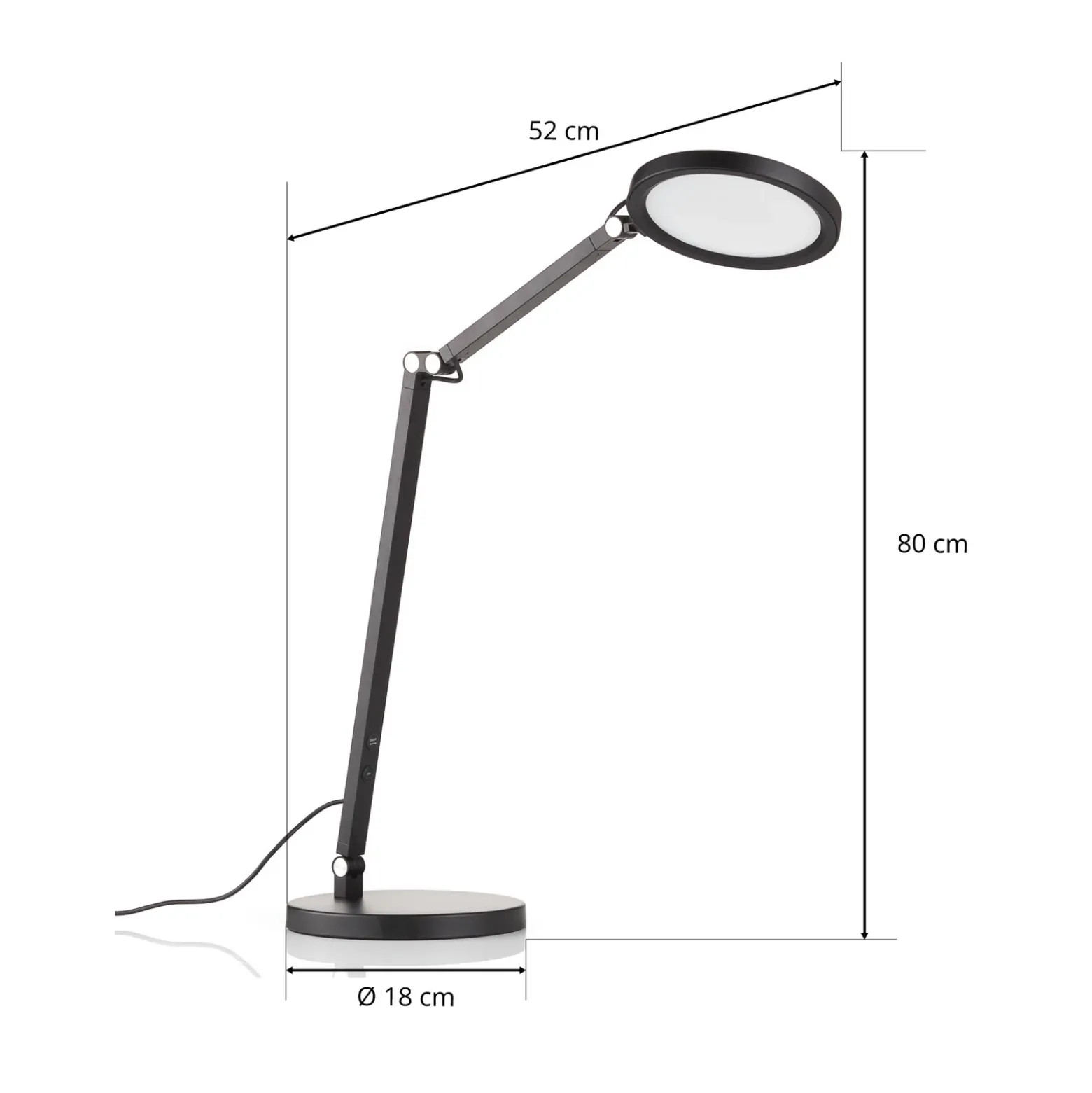 Lámpara de mesa LED Regina con atenuador, negro