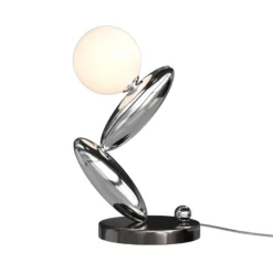 Lámpara de mesa LED RESONANCE, platino/ópal, 37 cm, metal/cristal, atenuable