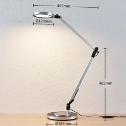 Lámpara de mesa LED Rilana con atenuador, plateada