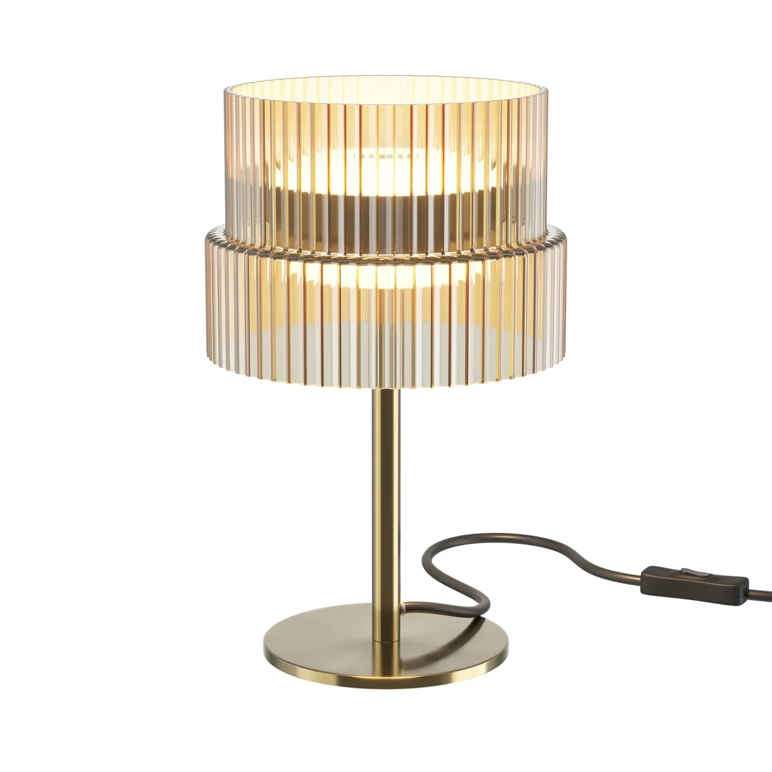 Lámpara de mesa LED SCALA, marrón/bronce, altura 24 cm, cristal