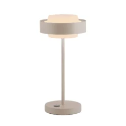 Lámpara de mesa LED SCHÖNER WOHNEN Elmo, brisa de arena, 3000 K, atenuable