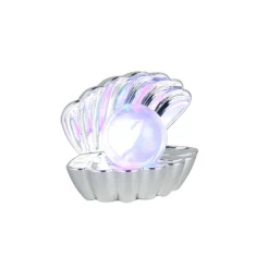 lámpara de mesa LED Shelly, color cromado, plástico, 18 cm, RGB
