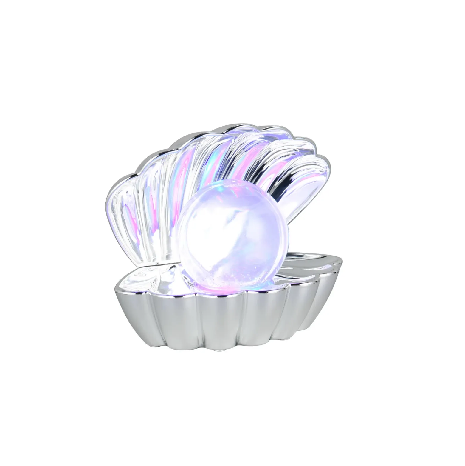 lámpara de mesa LED Shelly, color cromado, plástico, 18 cm, RGB