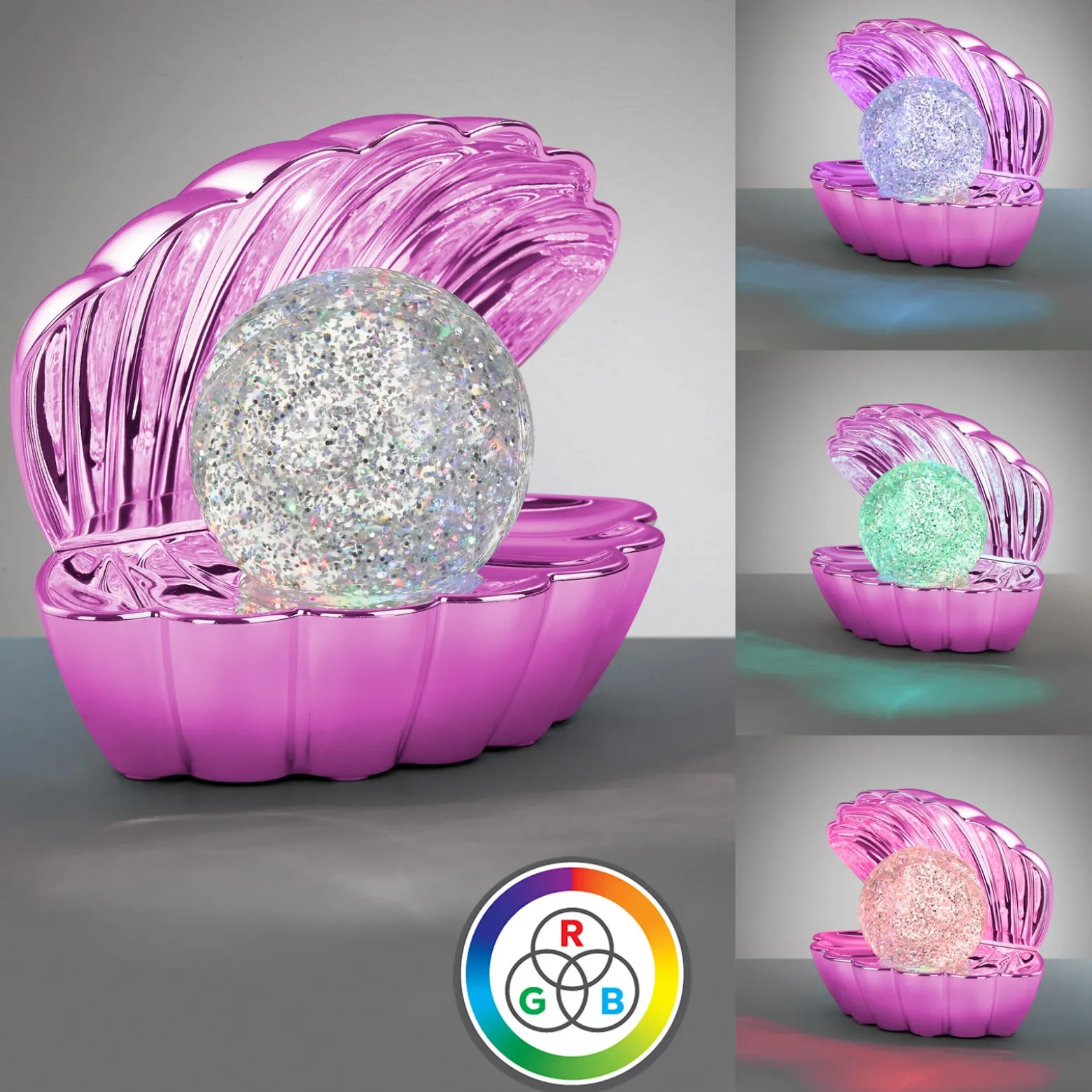 Lámpara de mesa LED Shelly, rosa, plástico, 18 cm, RGB
