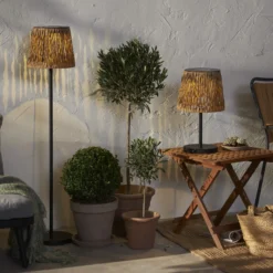 Lámpara de mesa LED solar Cesta 48cm marrón/negro plástico/metal