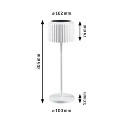 lámpara de mesa LED solar Else de Paulmann, blanca, IP44, atenuable