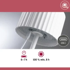lámpara de mesa LED solar Else de Paulmann, blanca, IP44, atenuable