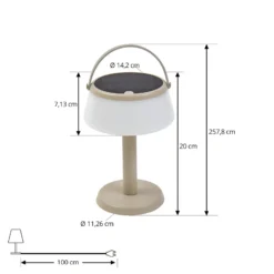 Lámpara de mesa LED solar Lindby Mikkel, beige, atenuable, 7 cm