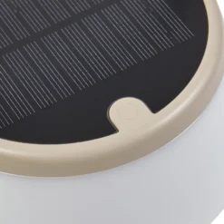 Lámpara de mesa LED solar Lindby Mikkel, beige, atenuable, 7 cm