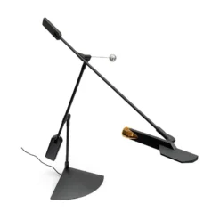lámpara de mesa LED Stilnovo Halley, negra, saliente 100 cm
