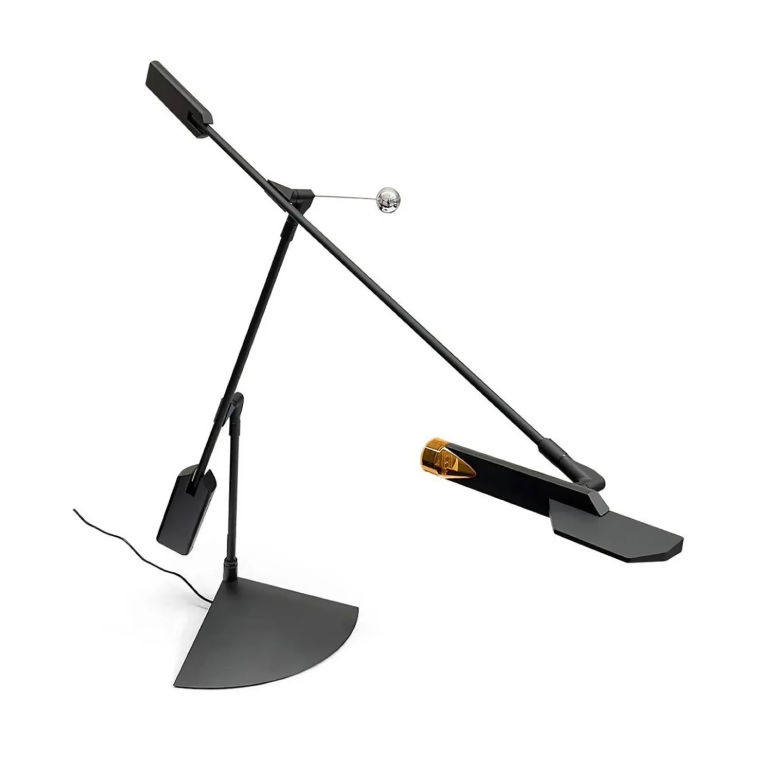 lámpara de mesa LED Stilnovo Halley, negra, saliente 100 cm