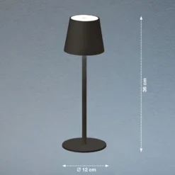 Lámpara de mesa LED Tropea con batería negro arena