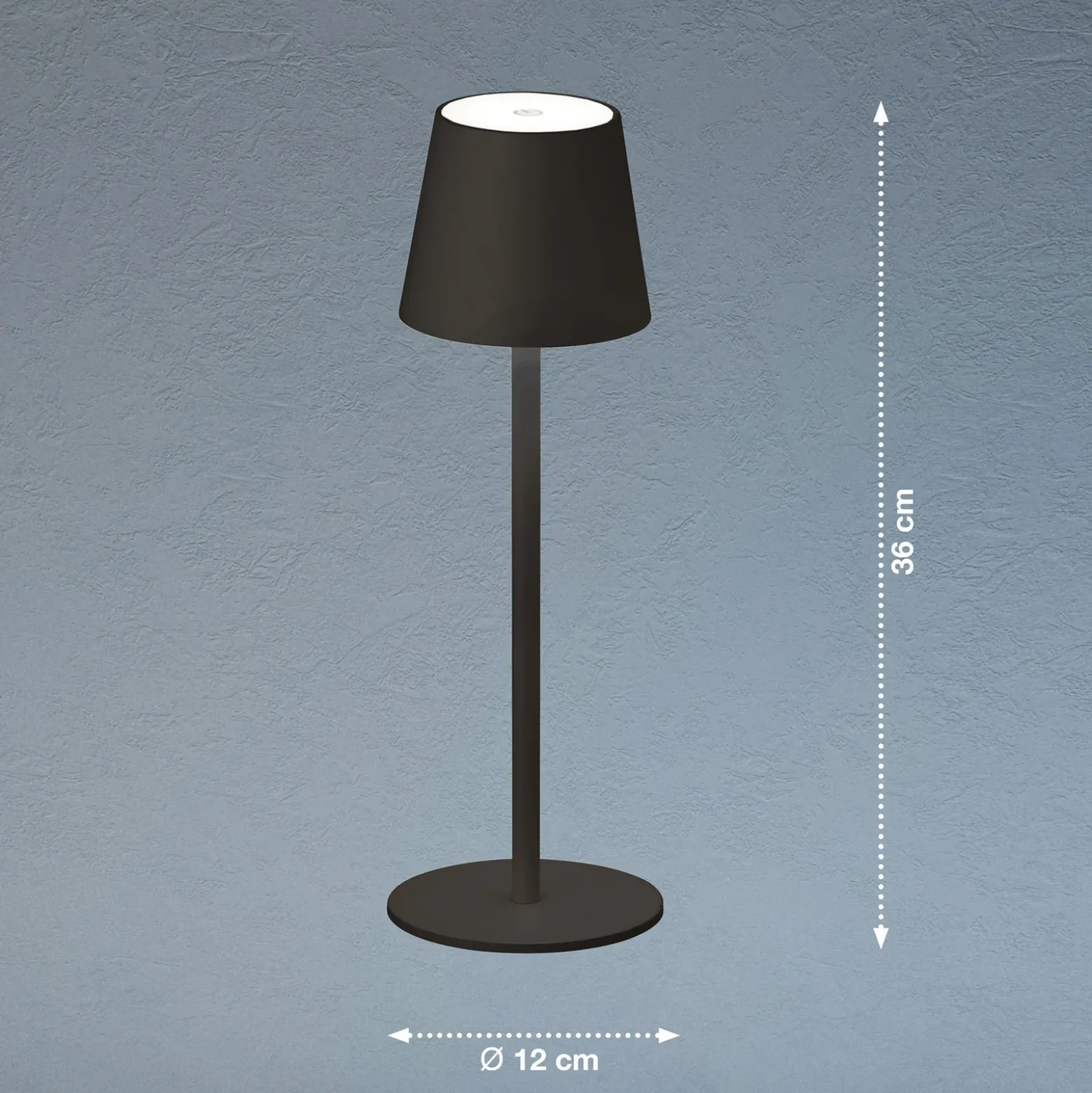 Lámpara de mesa LED Tropea con batería negro arena