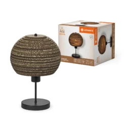 Lámpara de mesa LEDVANCE Ball, marrón, cartón ondulado, acero, E27