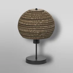 Lámpara de mesa LEDVANCE Ball, marrón, cartón ondulado, acero, E27