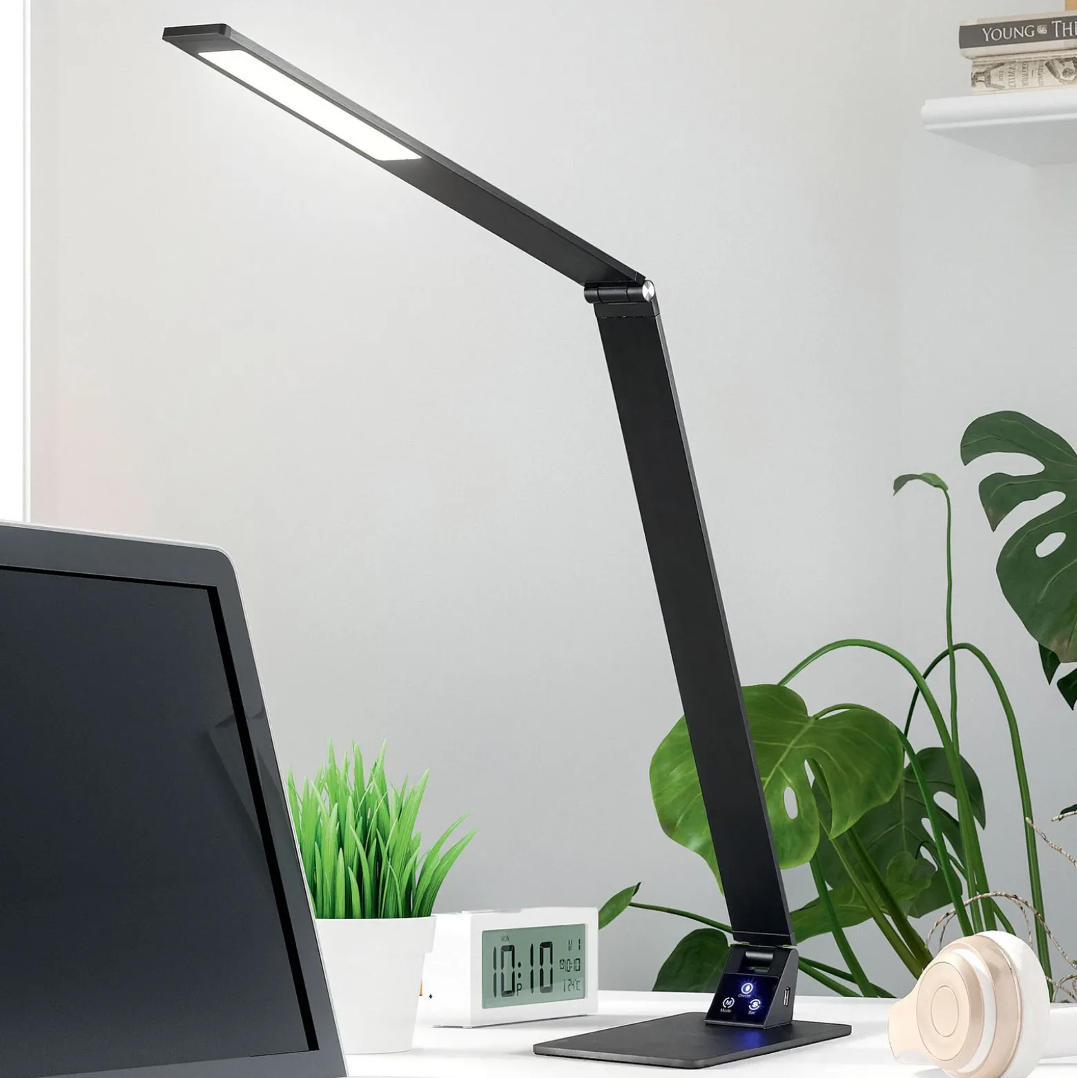 Lámpara de mesa LED Wasp, atenuador táctil, negro