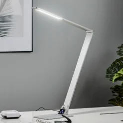 Lámpara de mesa LED Wasp plana, aluminio