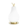 Lámpara de mesa LED Wilma, latón/blanco, con forma de bombilla, atenuable