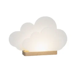 Lámpara de mesa LED Wölkchen, blanca, madera, 3000 K, atenuable