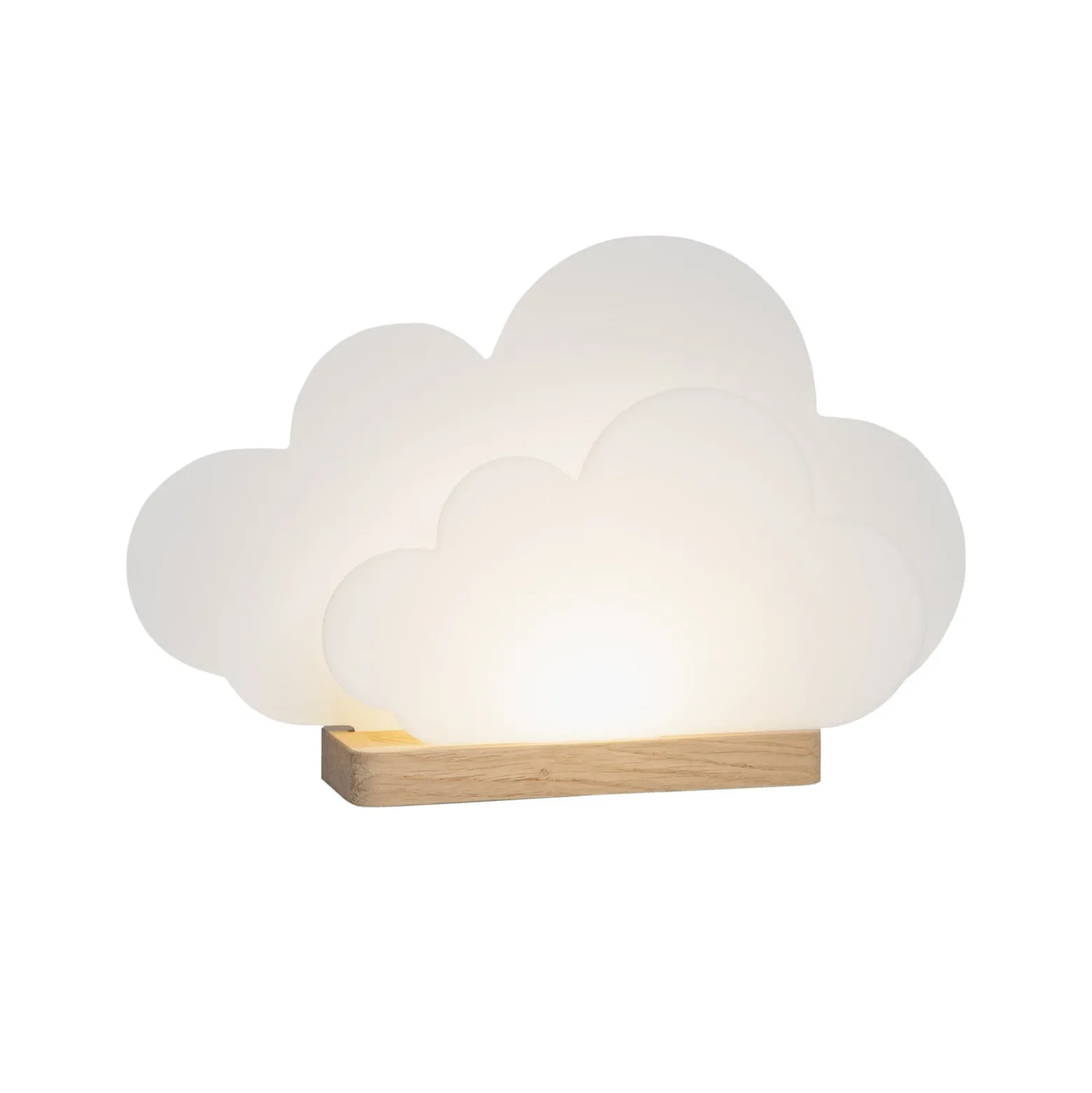 Lámpara de mesa LED Wölkchen, blanca, madera, 3000 K, atenuable