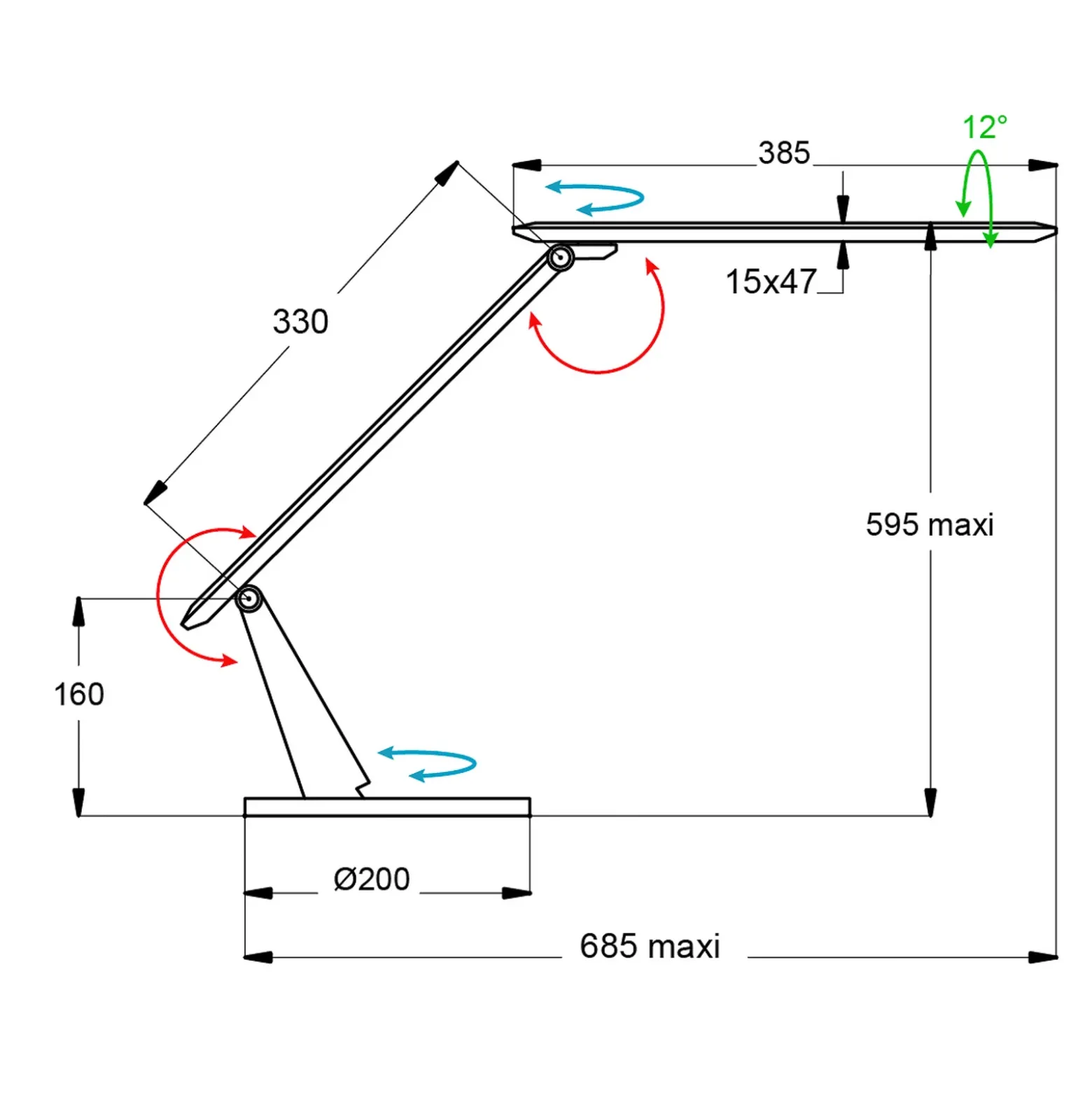 Lámpara de mesa LED Zig, panel de control negro