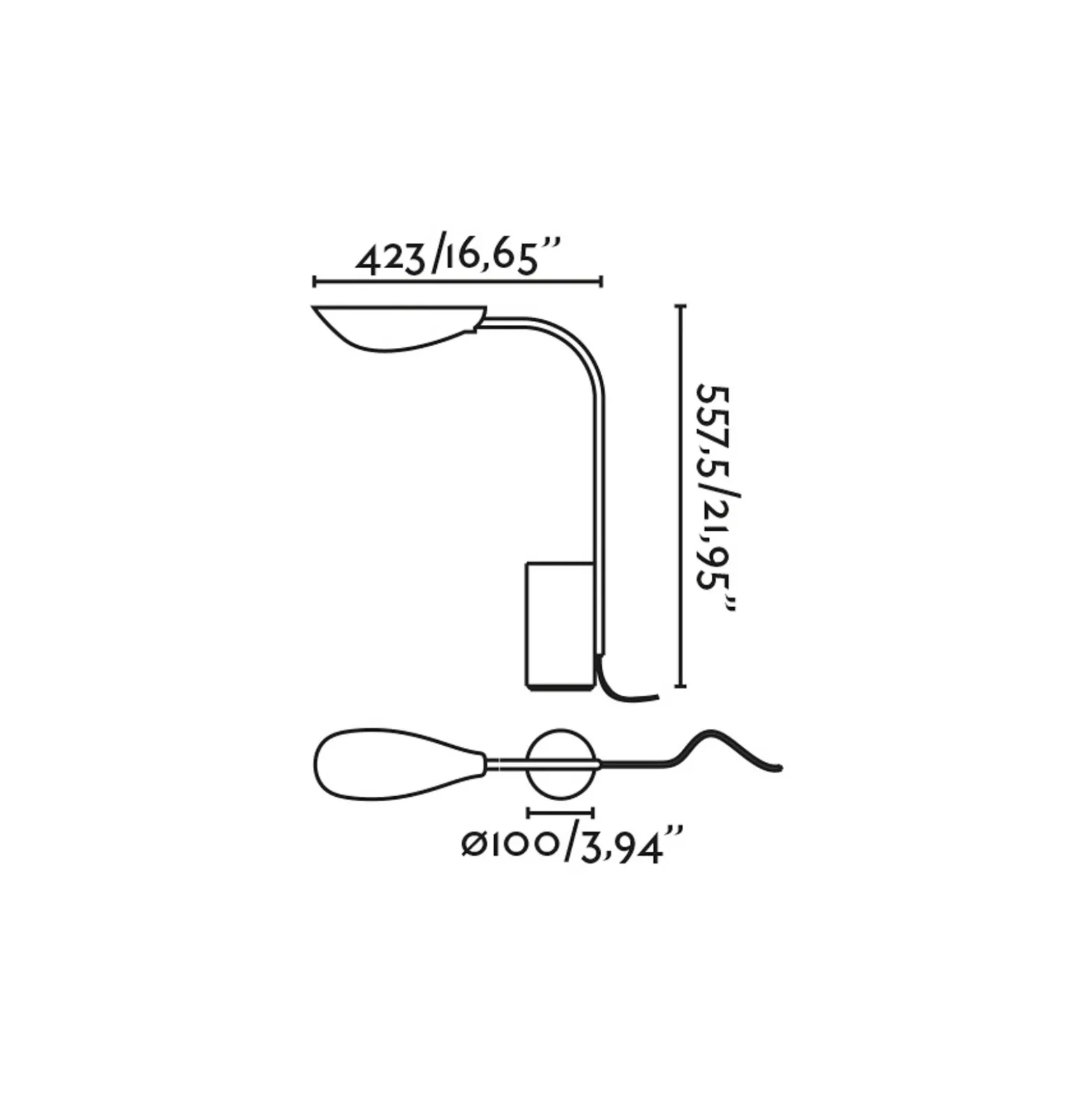 Lámpara de mesa Liggera, negra, acero, altura 27,9 cm