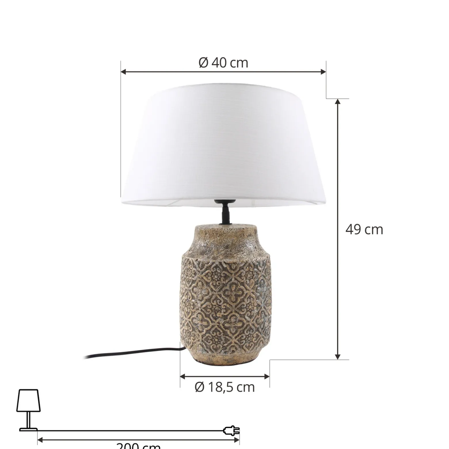 Lámpara de mesa Lindby Aelith, Ø 40 cm, marrón, cerámica, E27