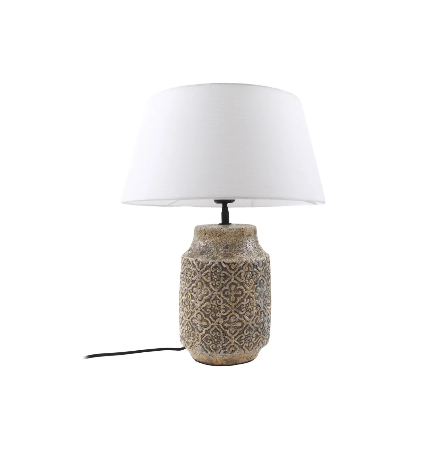 Lámpara de mesa Lindby Aelith, Ø 40 cm, marrón, cerámica, E27