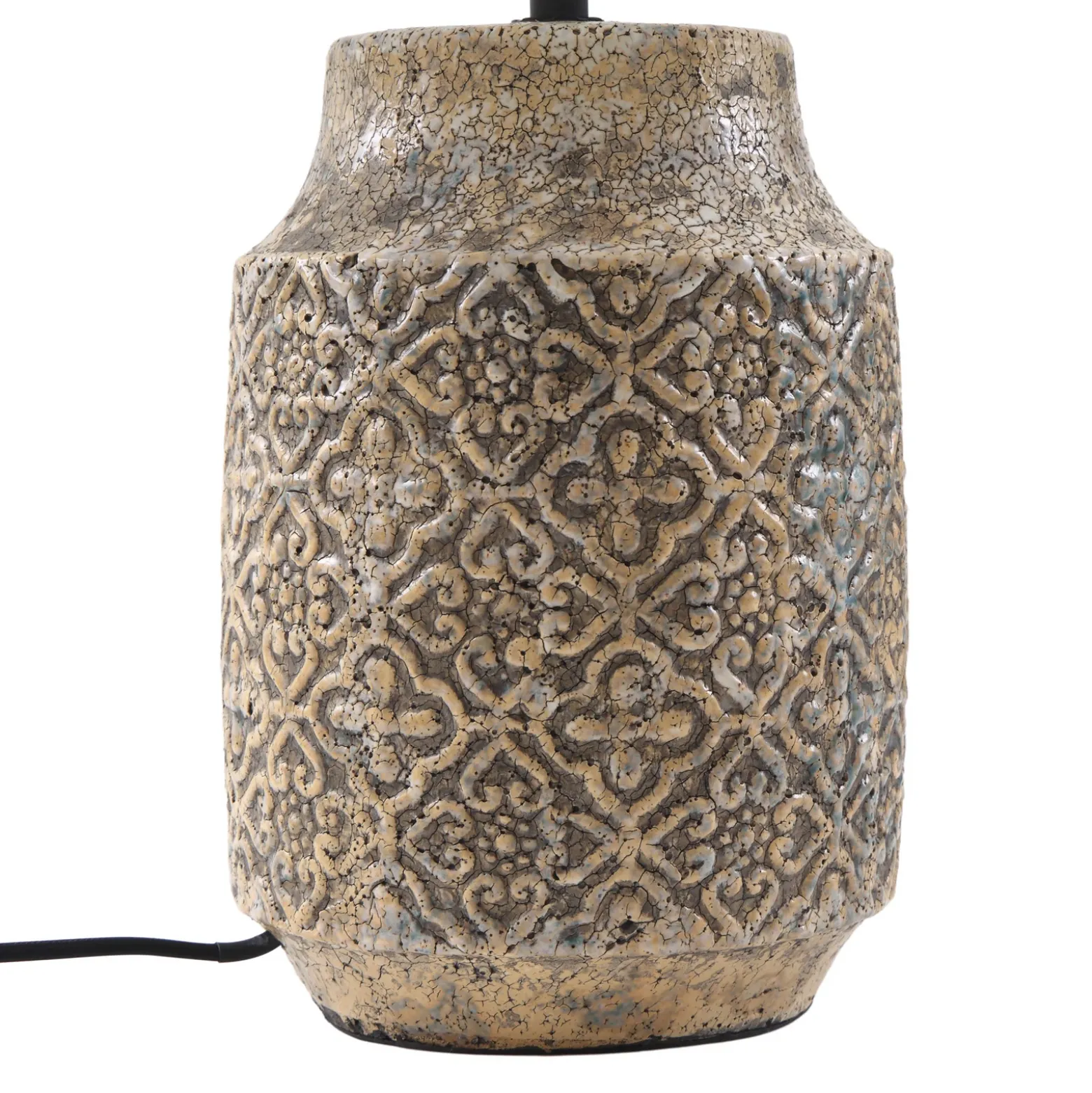 Lámpara de mesa Lindby Aelith, Ø 40 cm, marrón, cerámica, E27