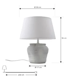 Lámpara de mesa Lindby Aelith, Ø 30 cm, blanca, cerámica, E27