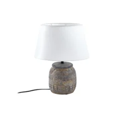 Lámpara de mesa Lindby Aelith, Ø 30 cm, gris, cerámica, E27