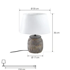Lámpara de mesa Lindby Aelith, Ø 30 cm, gris, cerámica, E27