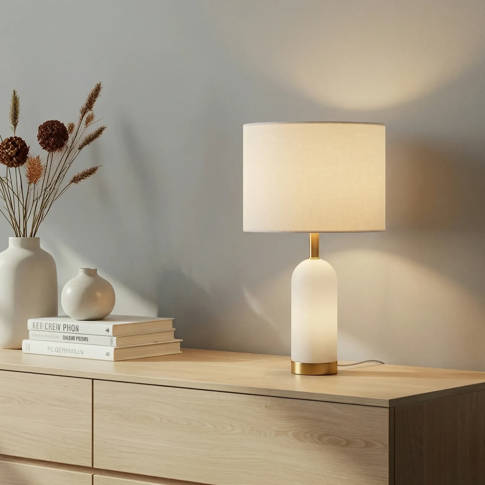Lámpara de mesa Lindby alabastro, blanco/oro, Ø 30 cm, mármol, E27