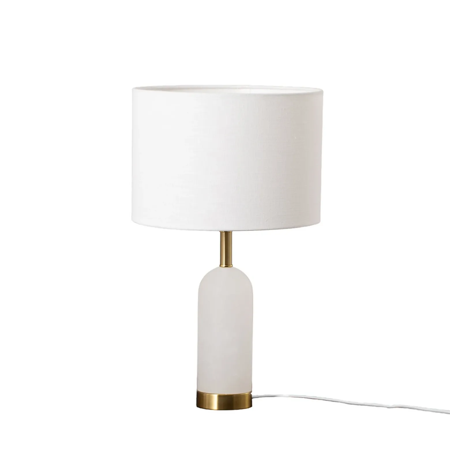 Lámpara de mesa Lindby alabastro, blanco/oro, Ø 30 cm, mármol, E27