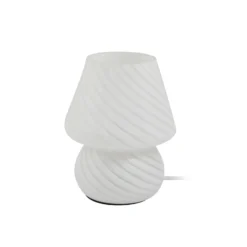 Lámpara de mesa Lindby Andriana, blanca, cristal, Ø 15 cm