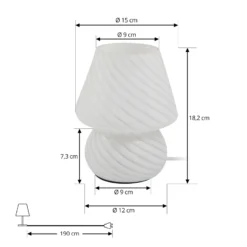 Lámpara de mesa Lindby Andriana, blanca, cristal, Ø 15 cm
