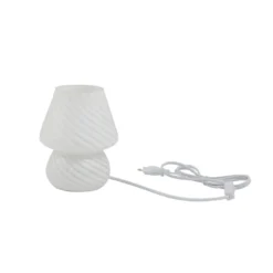 Lámpara de mesa Lindby Andriana, blanca, cristal, Ø 15 cm