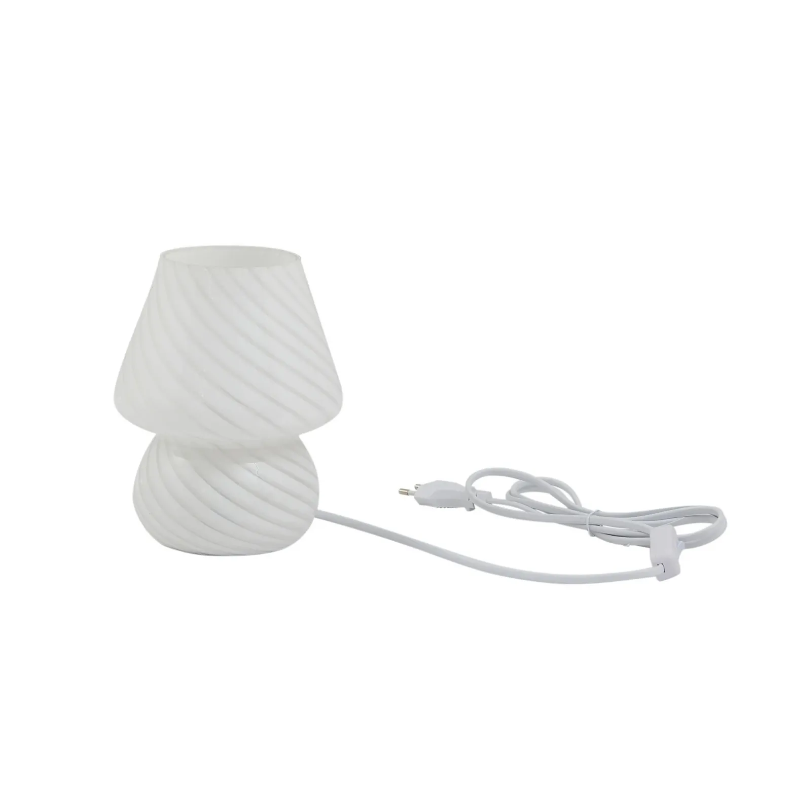 Lámpara de mesa Lindby Andriana, blanca, cristal, Ø 15 cm