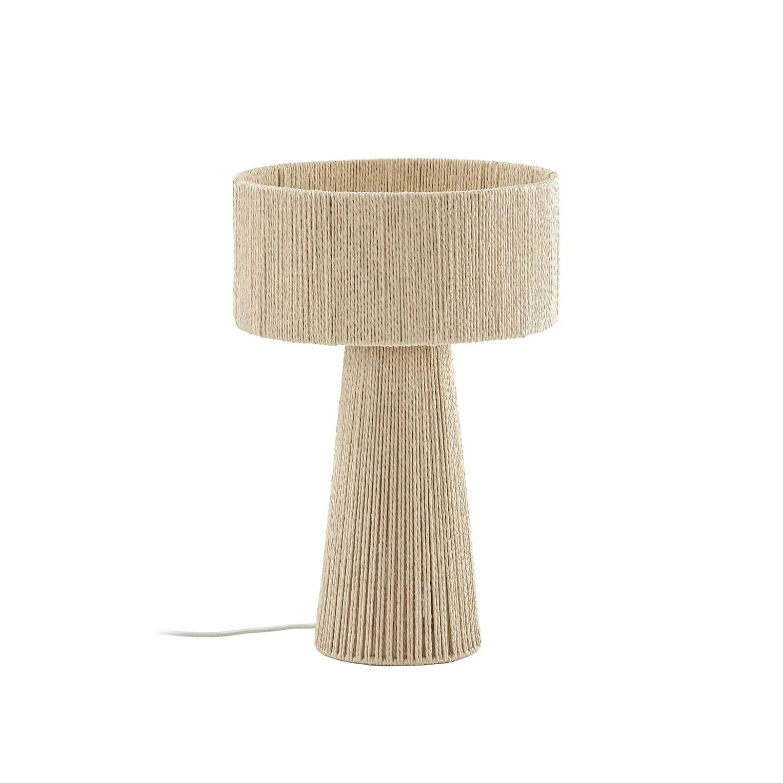Lámpara de mesa Lindby Anuva, altura 42 cm, papel, beige, E27