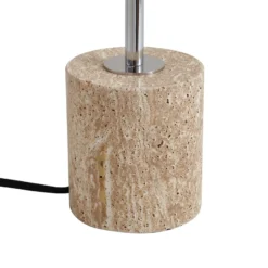 Lámpara de mesa Lindby Branford, retro, beige, metal/travertino