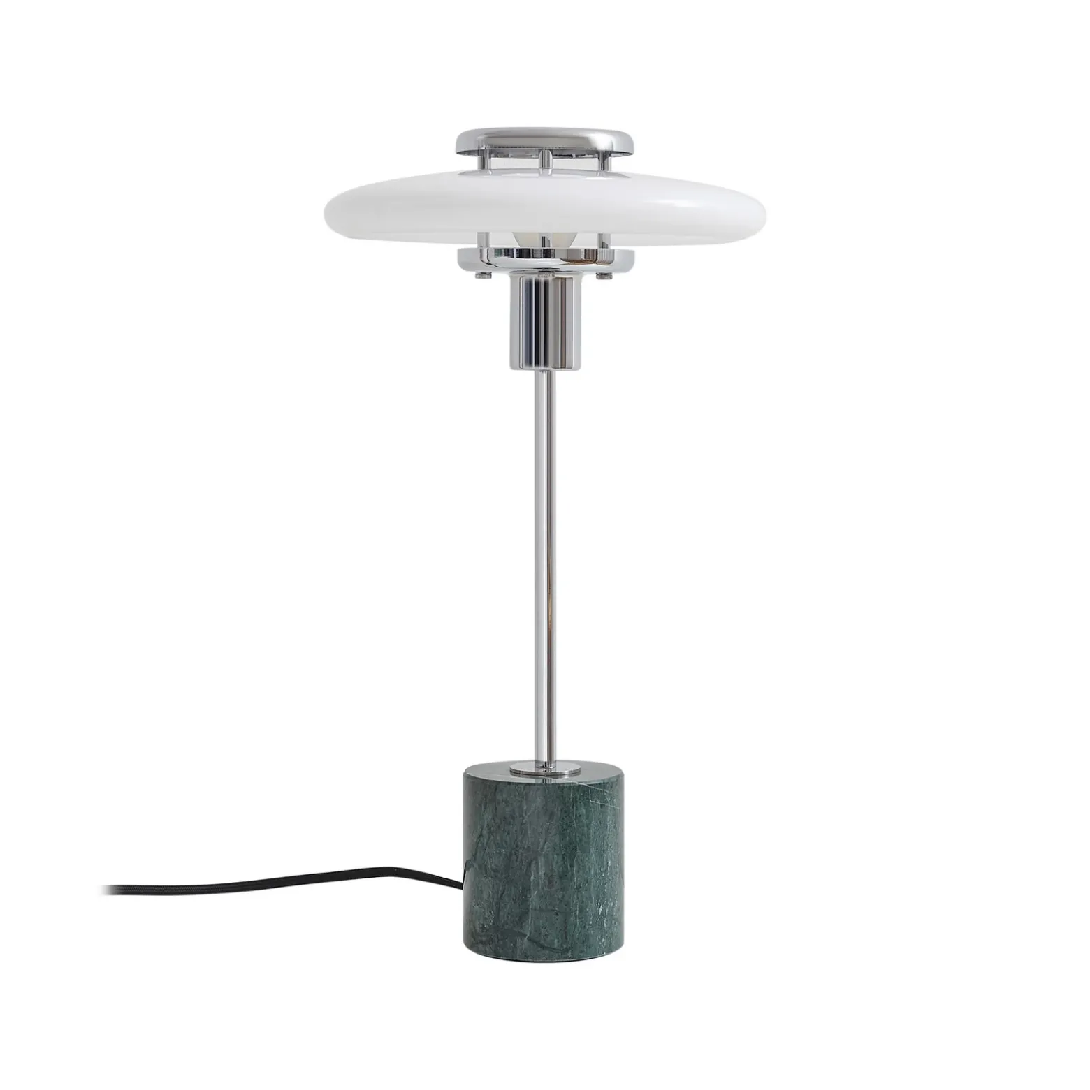 Lámpara de mesa Lindby Branford, retro, blanco/verde, cristal opalino/mármol