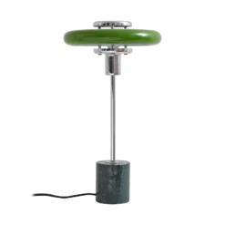 Lámpara de mesa Lindby Branford, retro, verde, metal/mármol