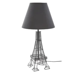 Lámpara de mesa Lindby Croia, negra, metal, Ø 28 cm, E27
